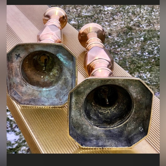 Set of 2 Solid Brass KING OF DIAMONDS Jubilee Candle Holders - Picture 7 of 8